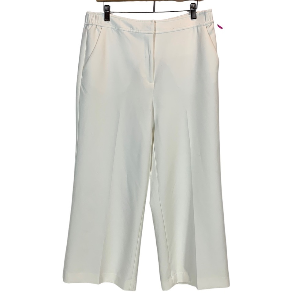 Halogen Elastic High Waist Wide Leg Trousers - White - size Large